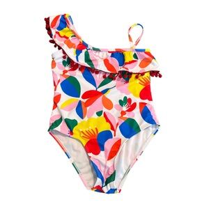 CCM Kids One Shoulder Floral Swimsuit - Red, Yellow, Blue